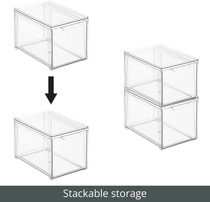 mDesign Plastic Stackable Closet Storage Organizer Bins - Image 5