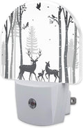 sndheke Deer in The Forest Night Light, Birch Tree by sndheke