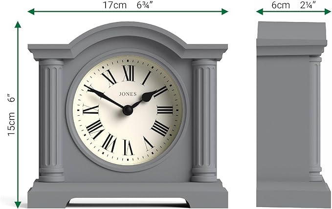 JONES CLOCKS® Kensington Mantel Clock | Classic Arch top Clock | Gray | Stylish - Image 4