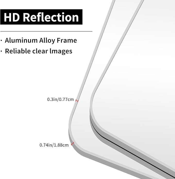 48x30 Inch Silver Bathroom Mirror, Metal Framed Silver Rectangle Mirrors - Image 6