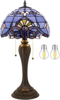 WERFACTORY Tiffany Lamp Stained Glass Table Bedside Lamp 12X12X22 Inches Blue by WERFACTORY
