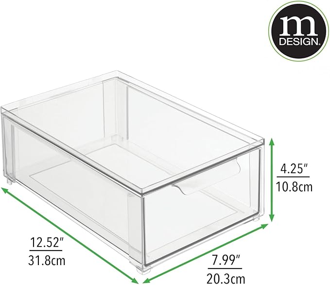 mDesign Plastic Stackable Closet Storage Organizer Bin Containers - Image 6