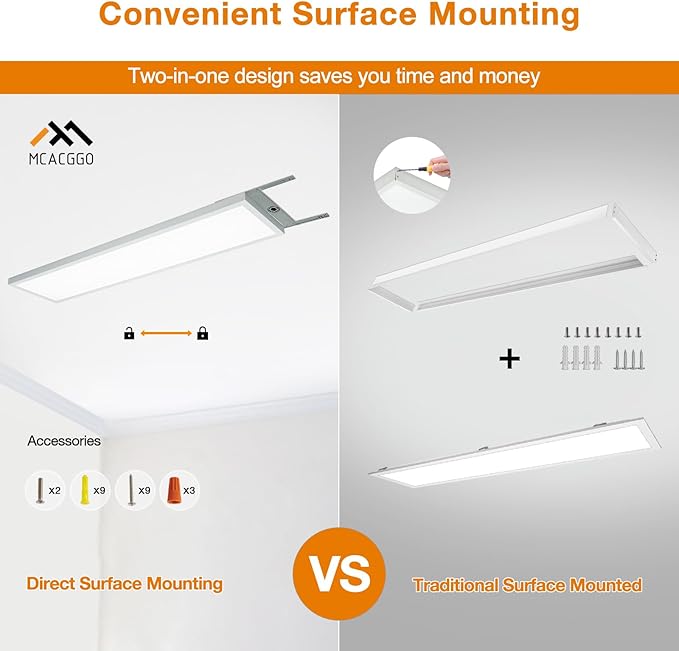Mcacggo 1x4 LED Flat Panel Light Flush Mount 4-Pack, 3000K/4000K/5000K - Image 2
