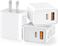 3 Pack USB C Wall Charger, 20W Durable Dual Port QC+PD 3.0 Power Adapter by CSODINCE