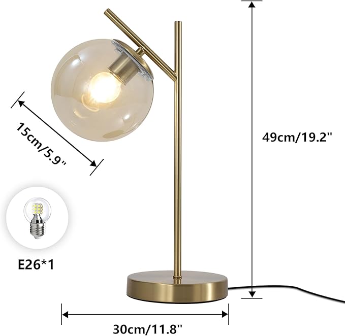 Mid Century Modern Table Lamp, Metal Brass Desk Lamp - Image 3