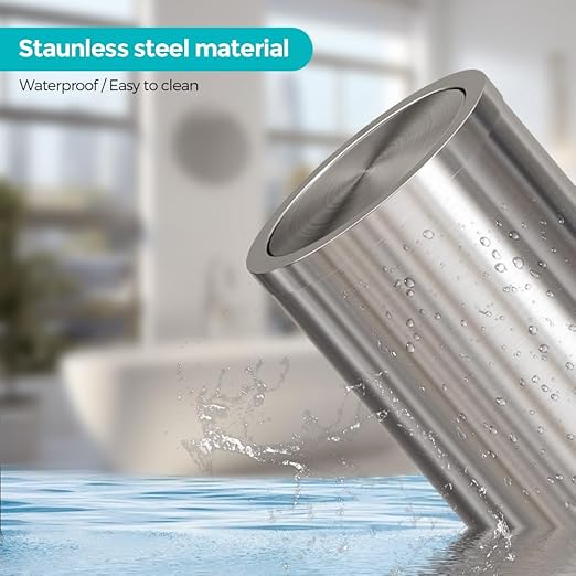 4.7 Gallon/18L Stainless Steel Bathroom Trash Can, Elegant Waste Basket - Image 3