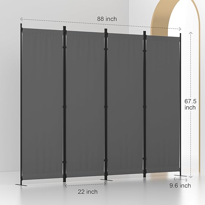 Room Divider, 4 Panel Folding Privacy Screen, 88” Portable Separating - Image 6