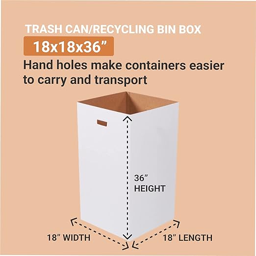 Box USA 50 Gallon 18" L x 18" W x 36" H 10-Pack Cardboard Trash Cans and - Image 2
