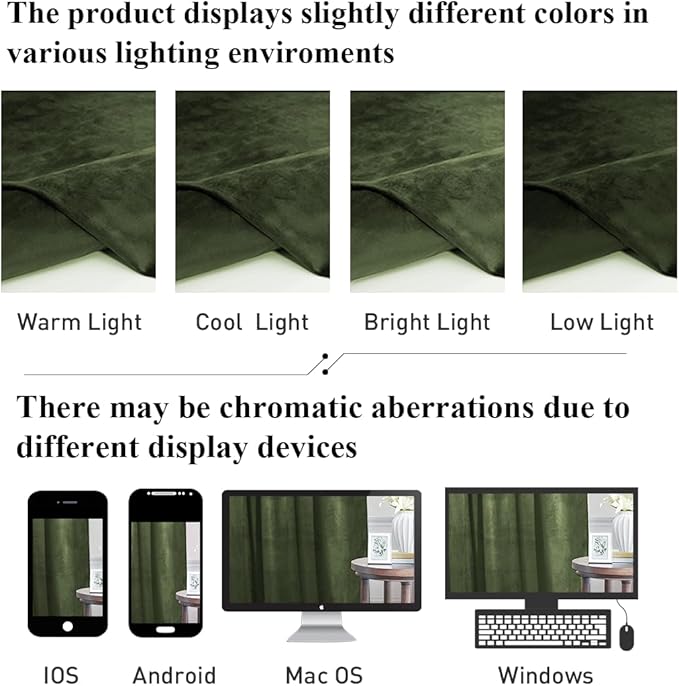 StangH Luxury Velvet Blackout Window Drapes Moss Green Curtains - Image 9