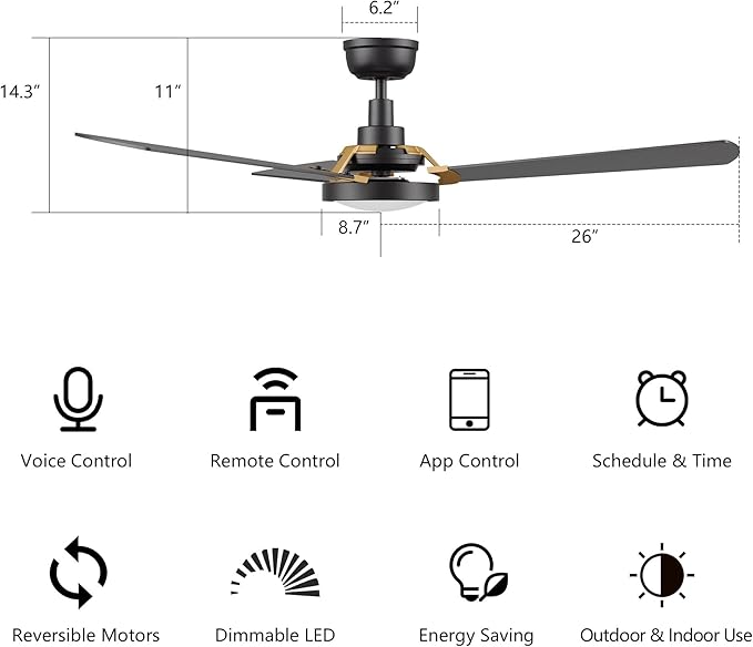SMAAIR 52 Inch Smart Wifi Ceiling Fans - Image 8