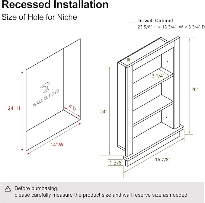 Recessed Medicine Cabinet, 14x24 Bathroom Cabinet - Image 7