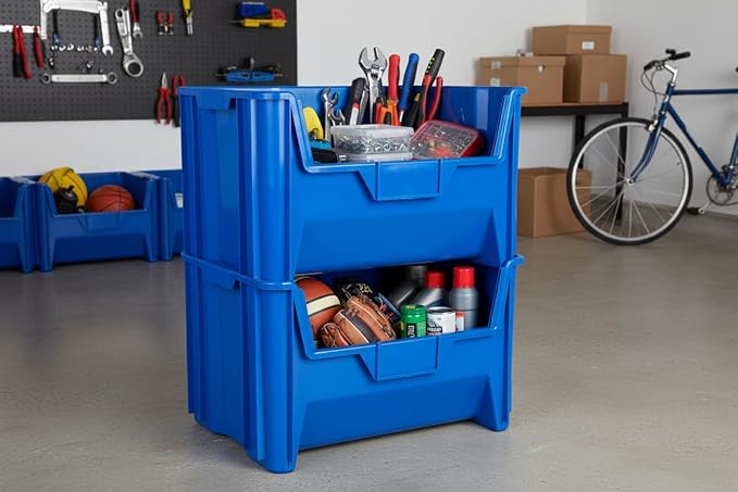 Hudson Exchange 20" x 15" x 12.5" Plastic Giant Stackable Hopper Bin Container - Image 5