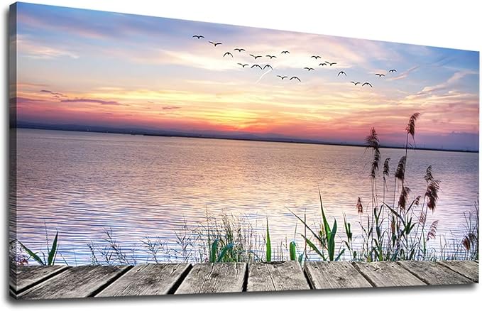 Yearainn Sunset Lake Wall Art by yearainn