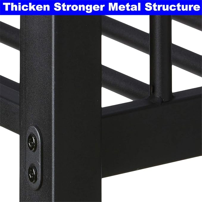 Upgraded Version Thicken Metal Heavy-Duty Queen Over Queen Bunk Bed, Best - Image 3