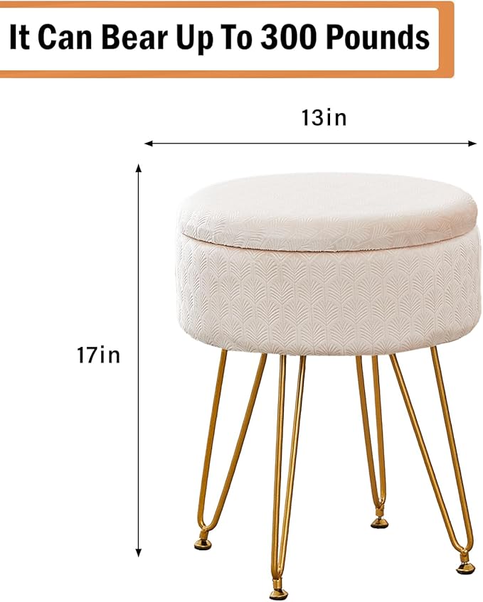 Cpintltr Footrest Footstools Round Velvet Ottoman - Image 3