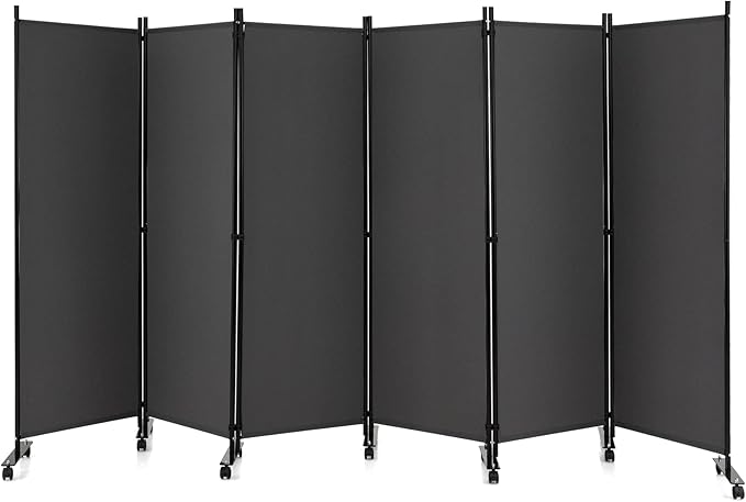 GOFLAME 6 Panel Folding Room Divider, 6FT Rolling Privacy Screen by GOFLAME
