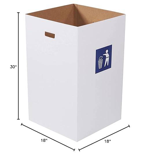 Box USA 40 Gallon 18" L x 18" W x 30" H 10-Pack Cardboard Trash Cans and - Image 7