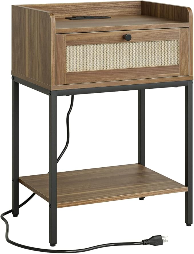Masupu Nightstand with Charging Station, Modern Bedside Table Night Stand with - Image 8