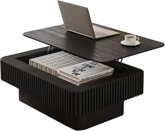 Lift Top Coffee Table with Storage, Solid Wood Coffee Table with Adjustable by FGXJY