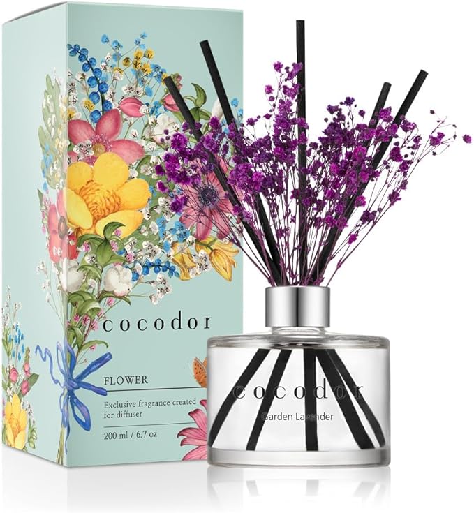 COCODOR Flower Reed Diffuser Set / 6.7oz / Garden Lavender/Scent Diffuser by Cocodor