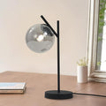 Black Table Lamp Vintage Metal Desk Lamp Modern Smoke Gray Glass Globe by Fulesi