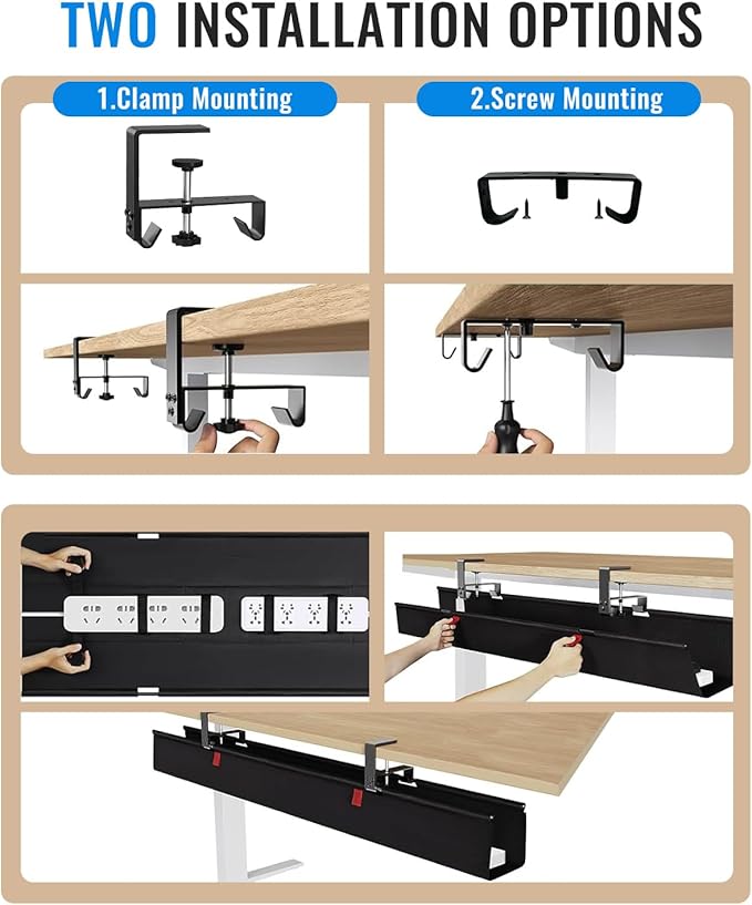 36" No Drill Under Desk Cable Management Tray - Image 4