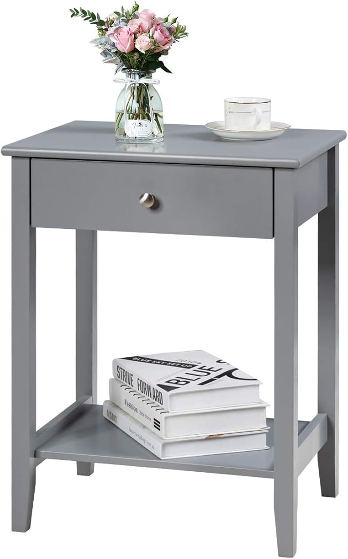 Giantex Nightstand Wooden 2-Tier Couch Sofa Side Table by Giantex