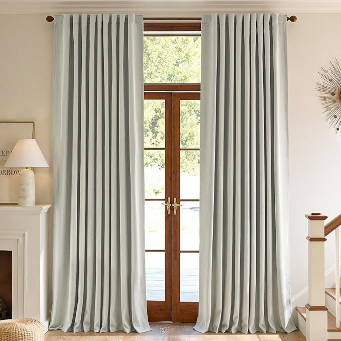 jinchan Chenille Blackout Curtains 108 Inches Long Light Grey Thermal Insulated - Image 2