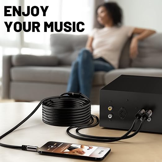 3.5mm to RCA Cable 15FT, 2 Male RCA to Aux Stereo Audio Adapter, Hi-Fi Sound - Image 4