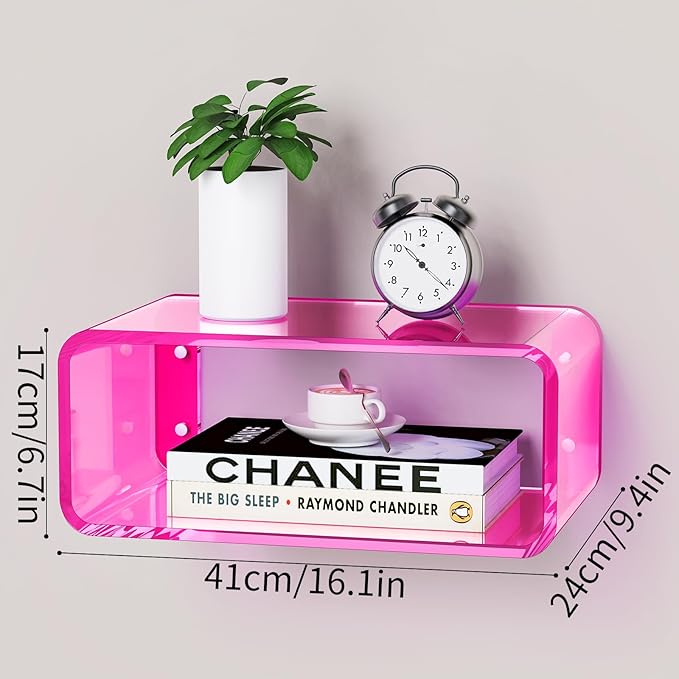 Acrylic Floating Nightstand, Bedside Table, Nightstand Shelf Wall Mounted - Image 3