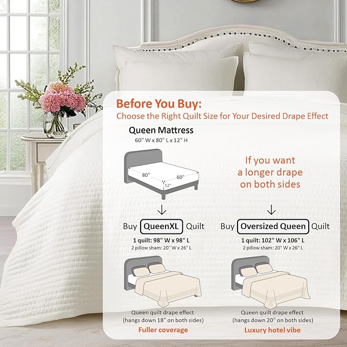KASENTEX Queen XL Quilt Set 98"x98" – Soft Washed 3-Layer Lightweight Bedspread - Image 3