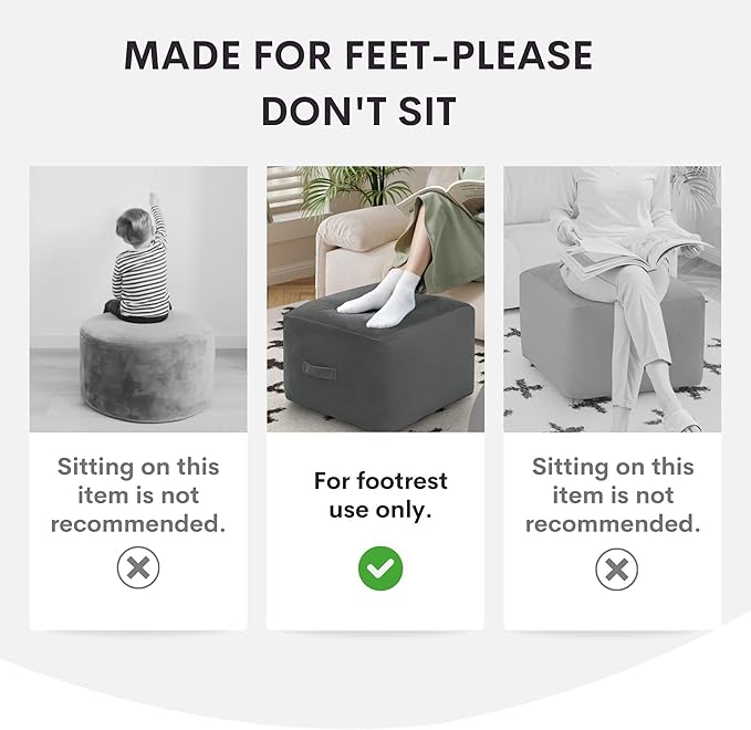 MeMoreCool Stuffed Pouf Ottoman Foot Rest Square, Corduroy Floor Pouf Foot Stool - Image 3