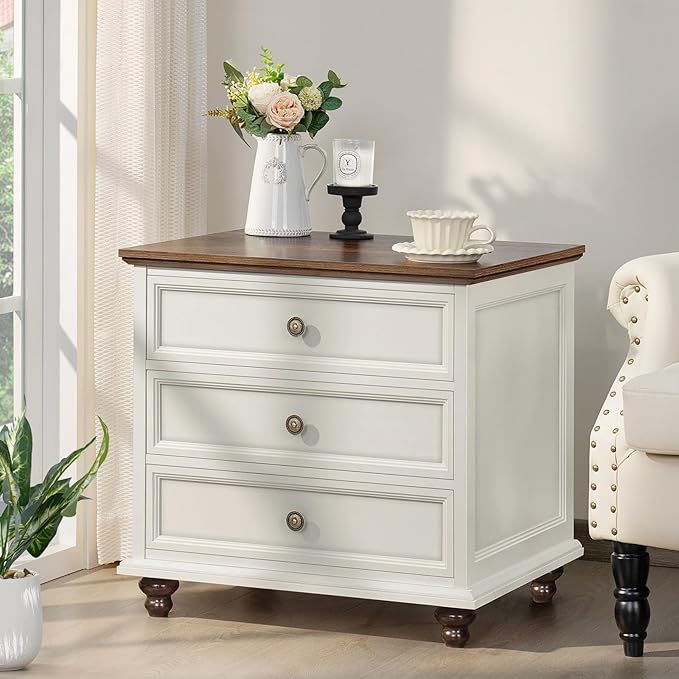 24" Wide Farmhouse Night Stand Set of 2, Large End Table - Image 4