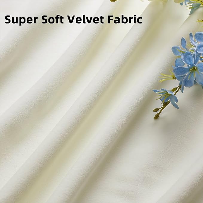 Joydeco White Velvet Curtains 120 inch Length 2 Panels, Luxury Blackout Rod - Image 5