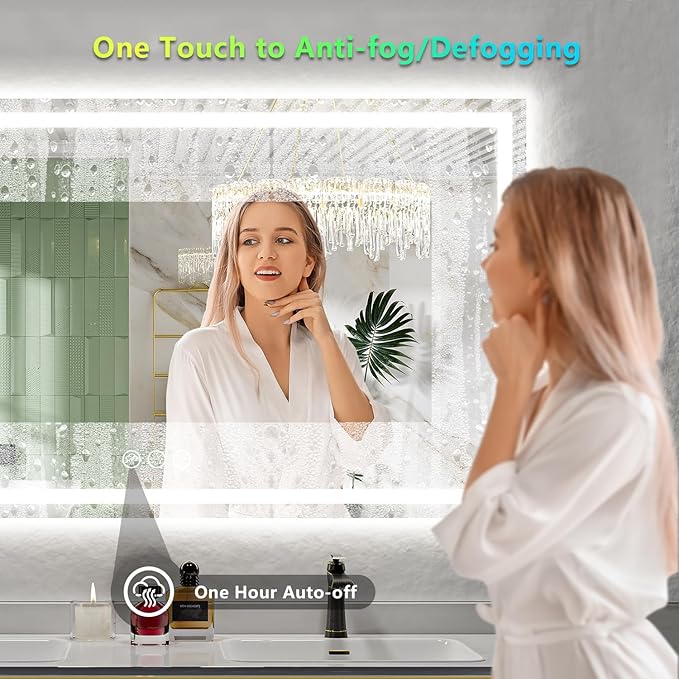 YEELAIT 60x38 Inch RGB LED Bathroom Mirror Front Light and RGB Backlit Lighted - Image 5