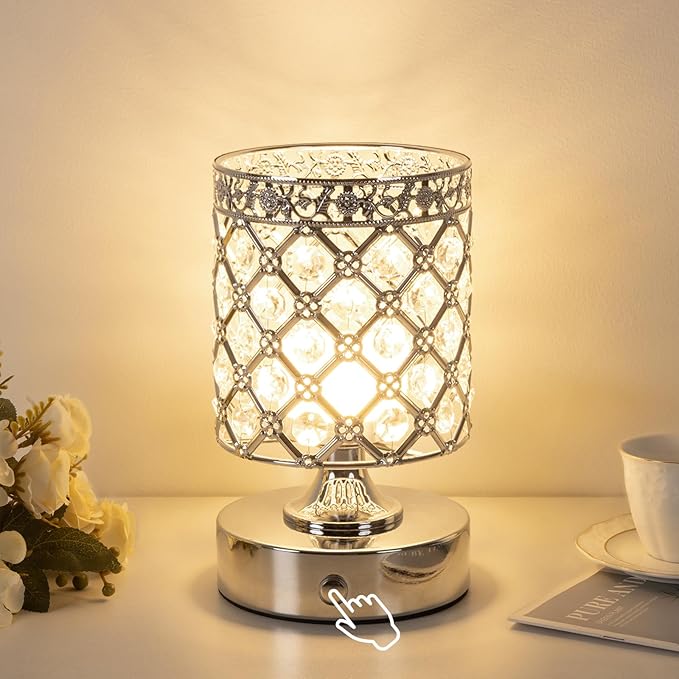 TOBUSA 6000mAh Crystal Battery Operated Lamp, Portable Bedside Touch Small Desk by TOBUSA