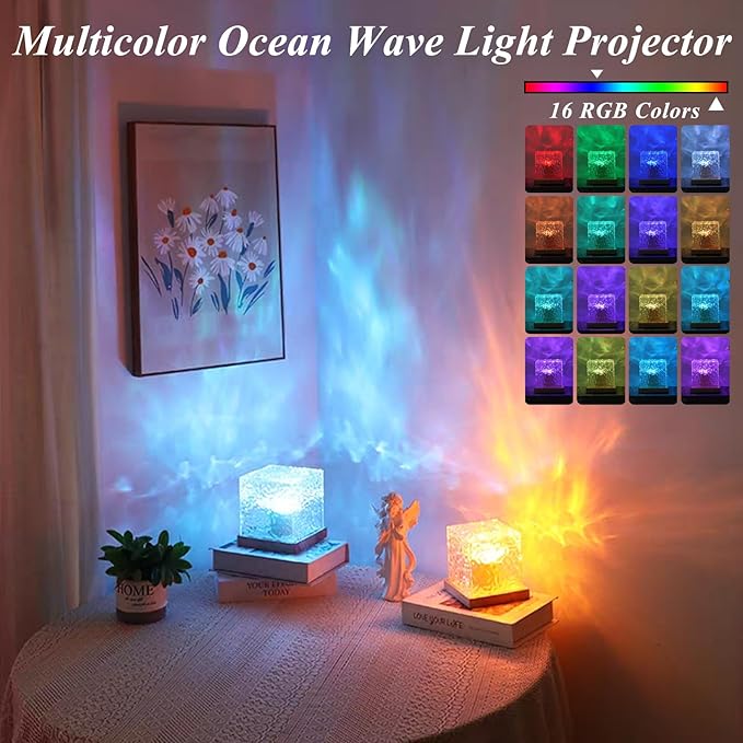 Aurora Ocean Wave Lights Projector, Cordless Rechargeable, 16 Colors Changing - Image 2