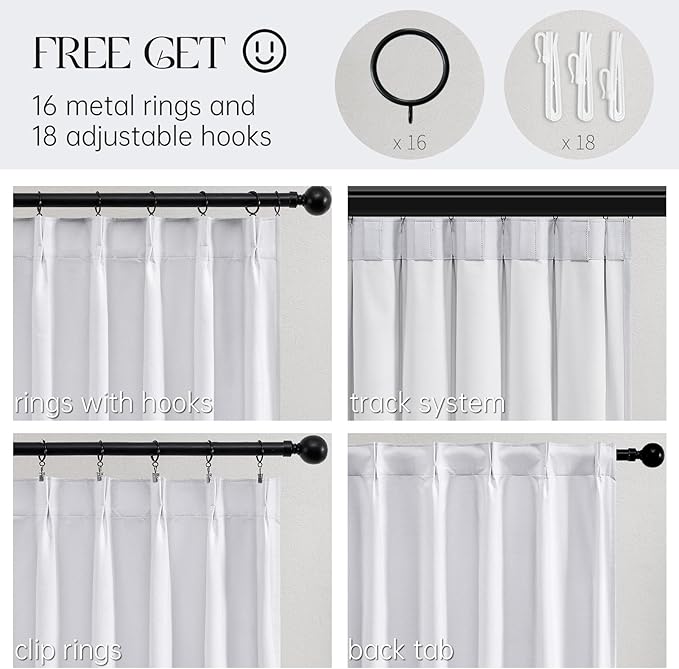 Topfinel 120 Inches Long Extra Long White Linen Curtains - Image 3