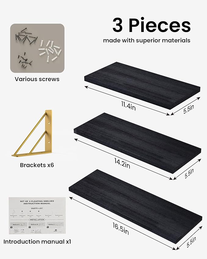 BAYKA Wall Shelves for Bedroom Decor, Floating Shelves for Living Room Kitchen - Image 4