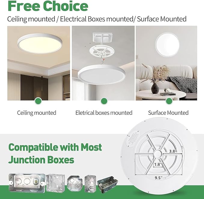 4PK 15.8 Inch LED Flush Mount Ceiling Light, 3000K/4000K/6000K CCT Selectable - Image 3