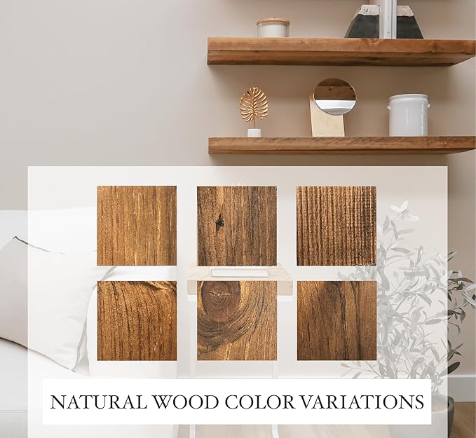 URBANDI, Rustic Floating Shelves, Hidden Bracket, Solid Wood, Heavy Duty - Image 9
