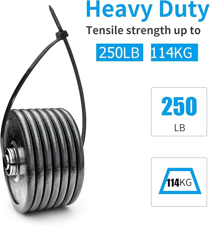 XINGO 20 inch Black Zip Ties Heavy Duty 40 PCS, 250 LBS Ultra Strong Plastic - Image 3