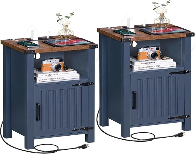 Joaxswe Night Stand Set of 2, 18 Inch Farmhouse Nightstand by Joaxswe