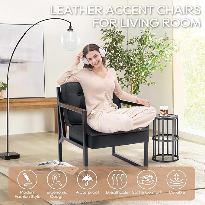 COLAMY Mid Century Modern Accent Chair Set of 2, Comfy Living Room Chair - Image 5