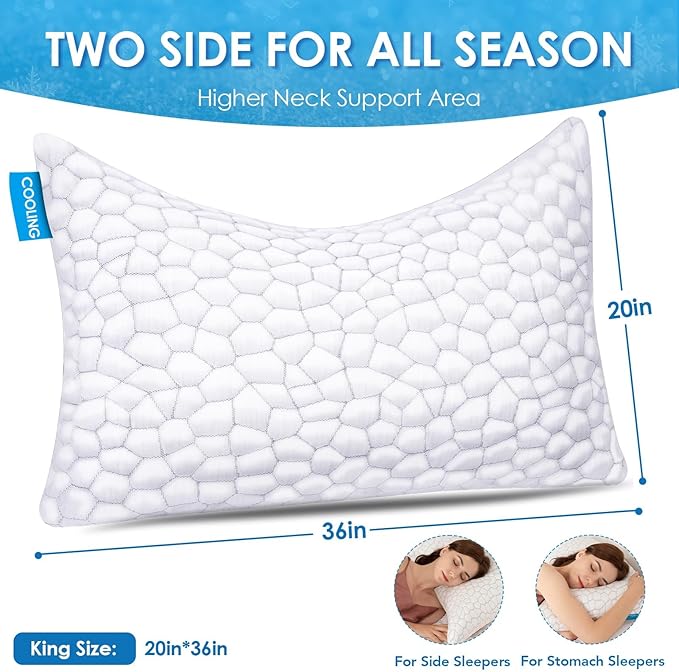Side Sleeper Pillow for Adults, King Size Cooling Pillow for Neck and Shoulder - Image 9