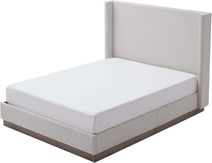 Queen Size Upholstered Bed Frame, Wood Base Floor Platform Beds, No Box Spring - Image 9