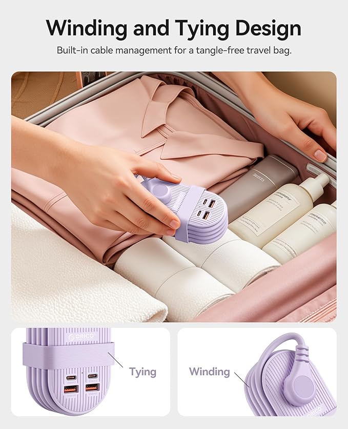 ORICO 65W USB Travel Power Strip, 7 in 1 Charging Station - Image 2