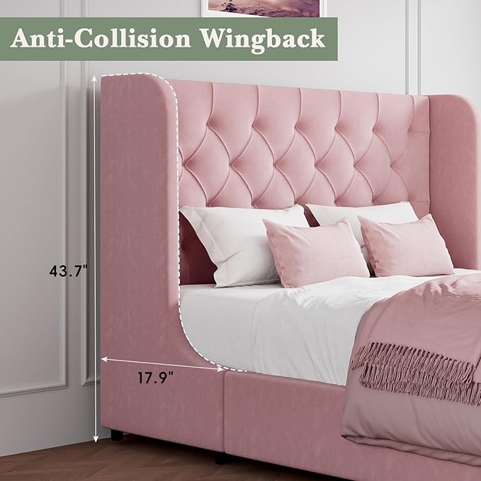 Full Bed Frame, Sturdy Wooden Slats Support, No Box Spring Required, Noise Free - Image 4