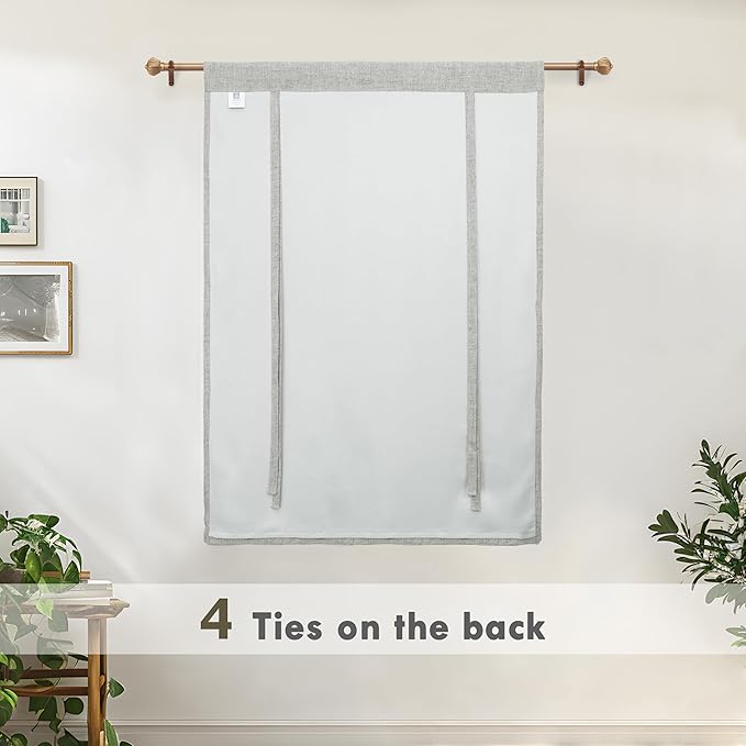 DriftAway Double Layer Linen Blackout Tie Up Curtains Thermal Insulated Fully - Image 6