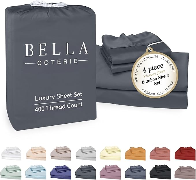 Bella Coterie Luxury Bamboo Viscose Cal King Size Sheet Set | 100% Organically by BC